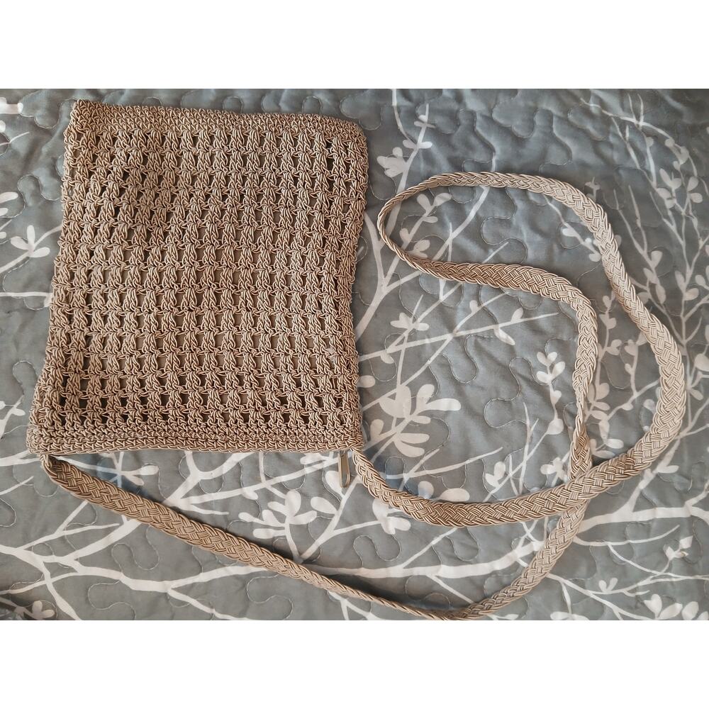 Unbranded crotchet purse tan